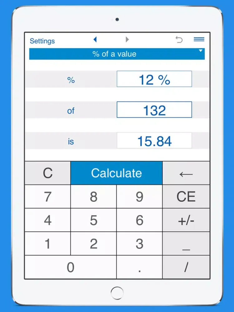 ภาพหน้าจอของ Smart Percentage Calculator iPad 