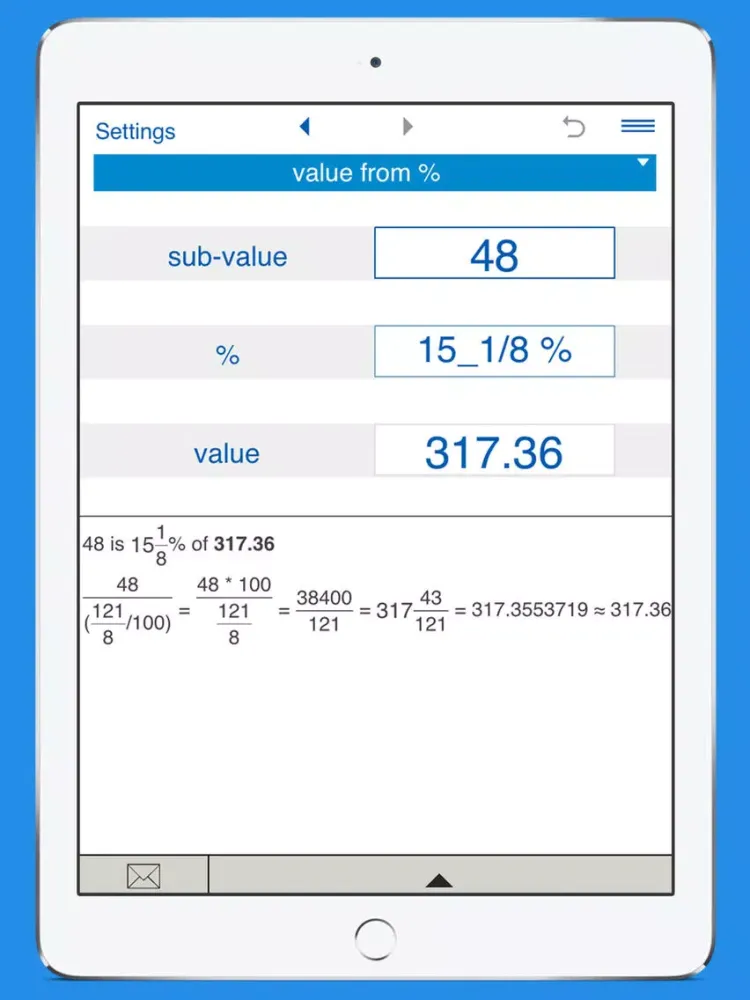 ภาพหน้าจอของ Smart Percentage Calculator iPad 