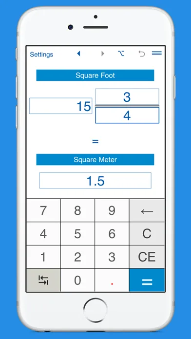 Square Feet / Square Meters area converter سکرین شاٹس