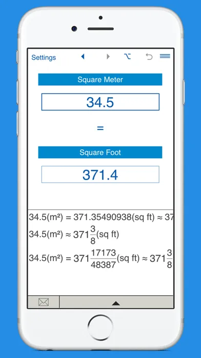 Square Feet / Square Meters area converter سکرین شاٹس