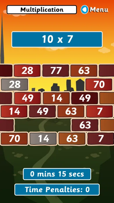 Tangkapan skrin Wipeout Wall (Multiplication & Division)