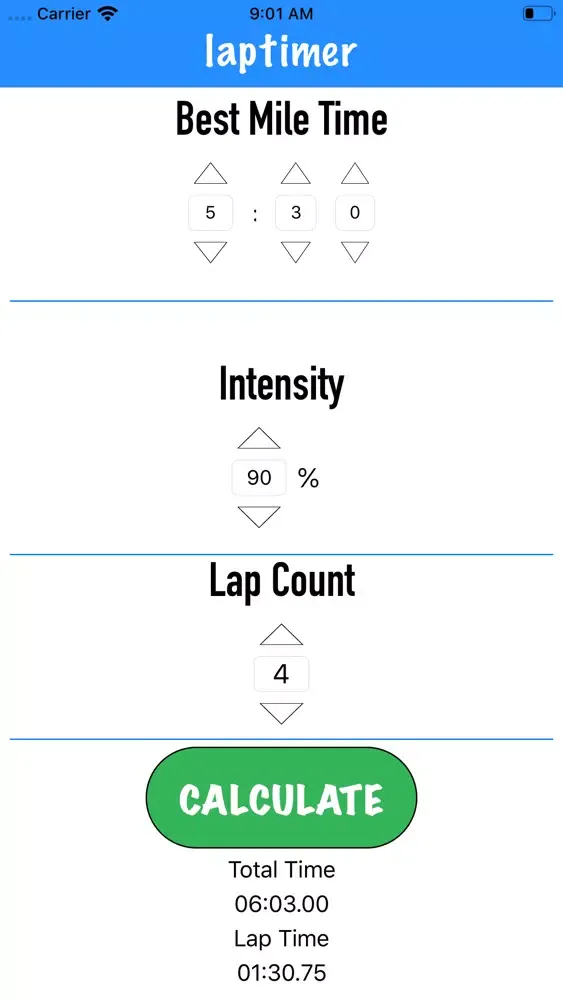 Tangkapan skrin Lap Speed Calculator