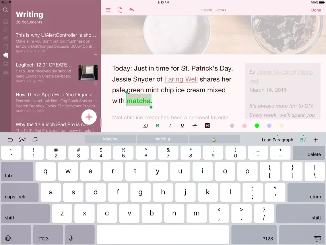 Matcha Word Processor: Create Document & Take Note iPad  Screenshots
