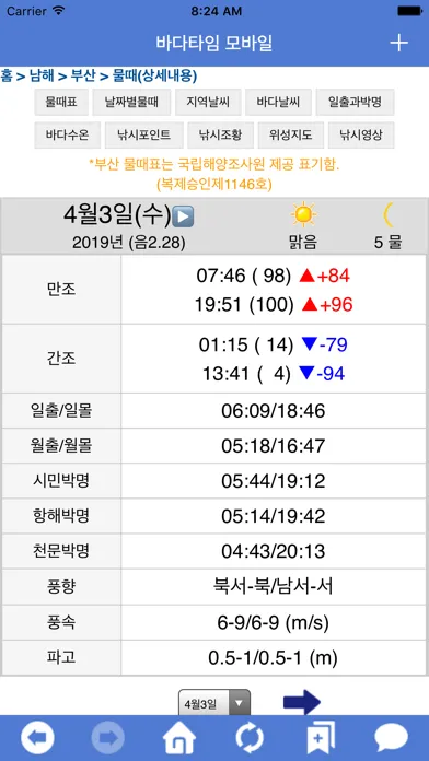 바다타임 물때정보 - 조석예보,바다날씨,수온,낚시포인트 Screenshots