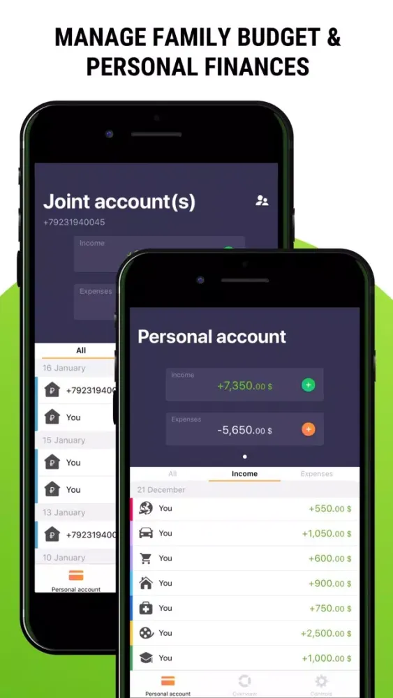 Capturas de tela do Shared Expense Tracker