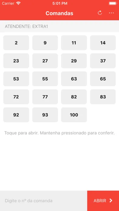 Capturas de tela do Interface Comanda Mobile