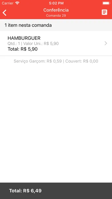Capturas de tela do Interface Comanda Mobile
