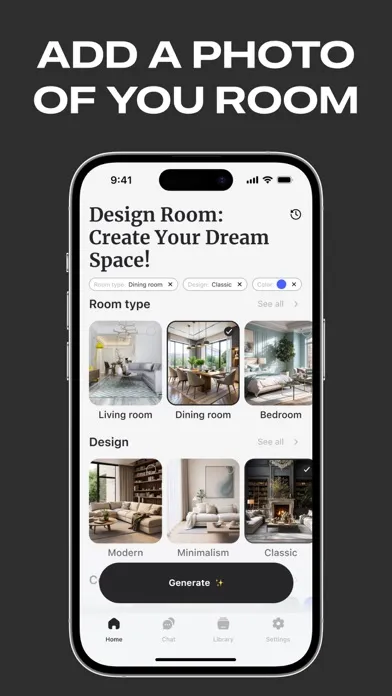 Zrzuty ekranu AI Room Design & Home Decor
