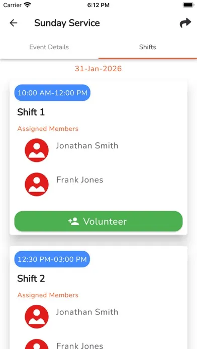 Capturas de pantalla de GForce - Volunteer Management