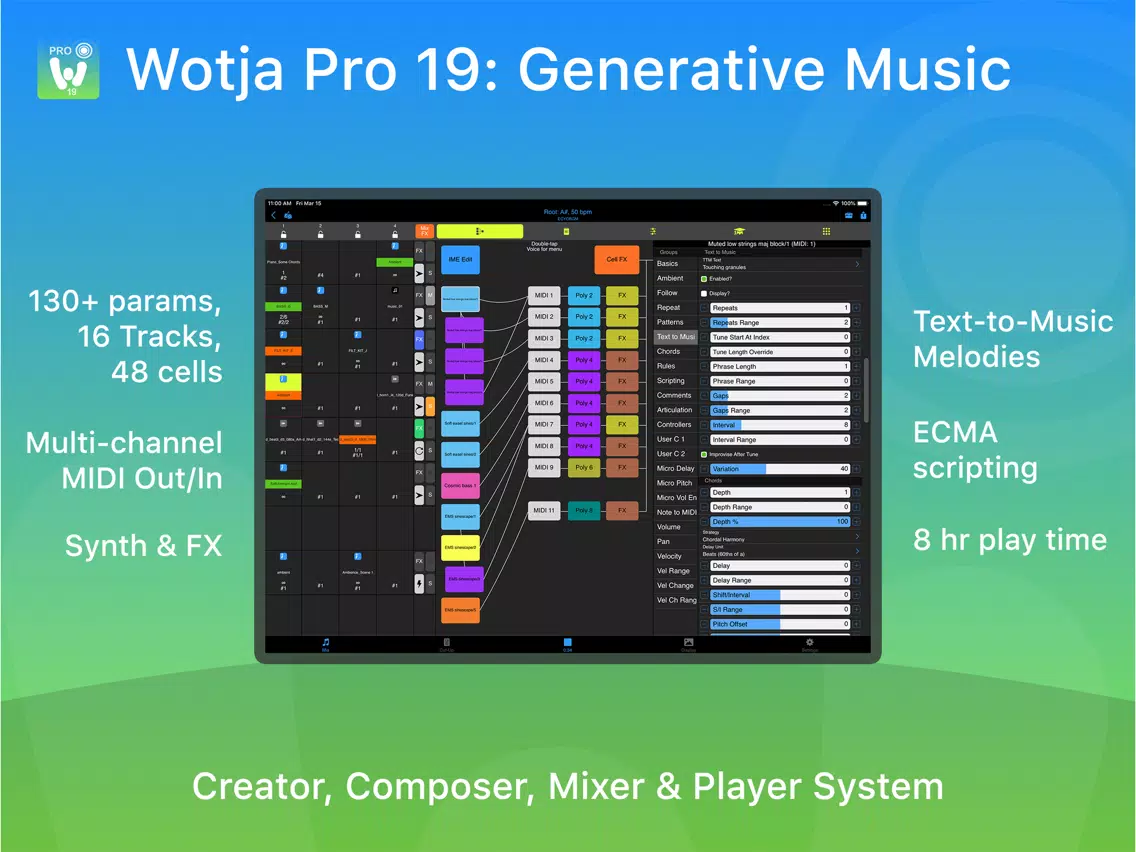 Wotja Pro 19: Generative Music iPad  Screenshots