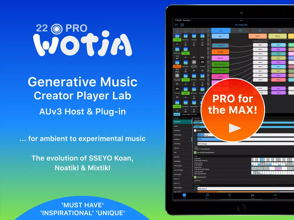 Tangkapan layar Wotja 22 Pro: Generative Music iPad 