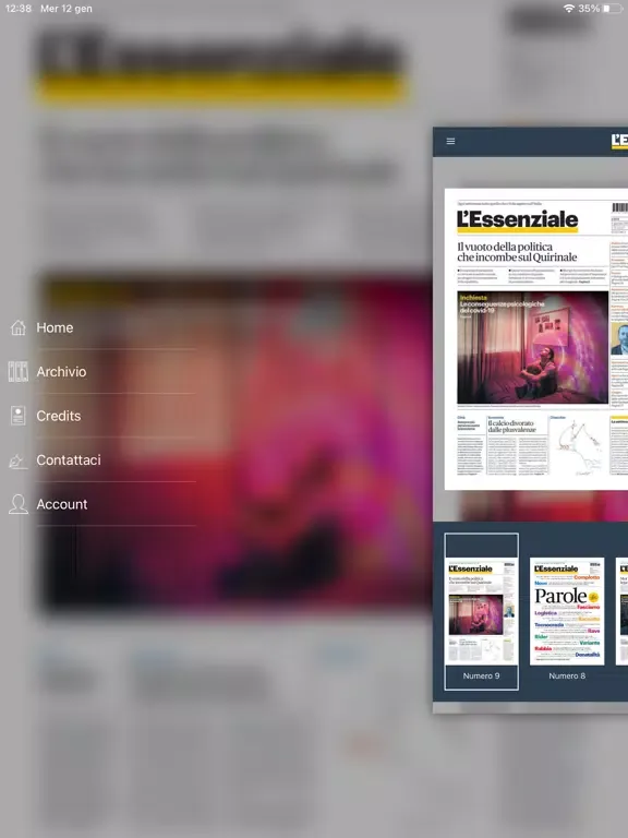 ภาพหน้าจอของ L'Essenziale iPad 