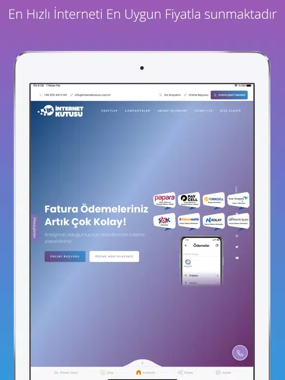 ภาพหน้าจอของ İnternet Kutusu iPad 