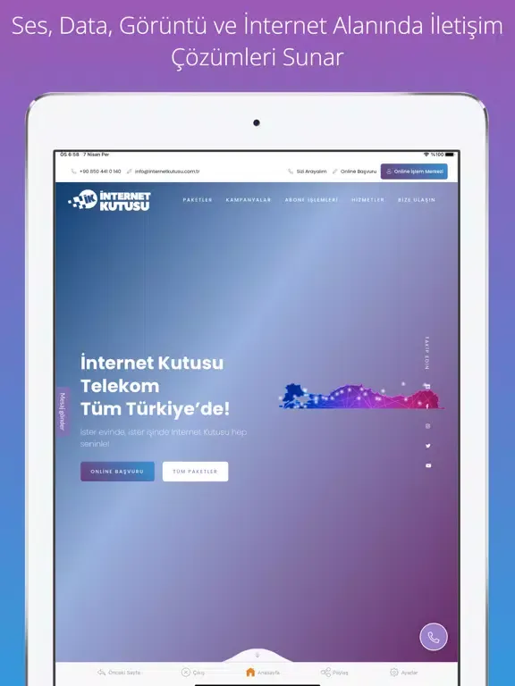 ภาพหน้าจอของ İnternet Kutusu iPad 