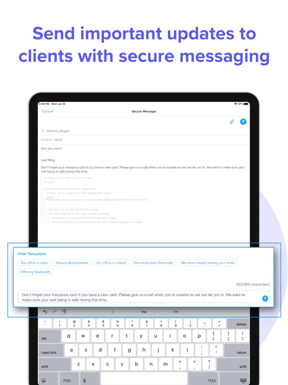 Ảnh chụp màn hình của WebMD PracticePro iPad 