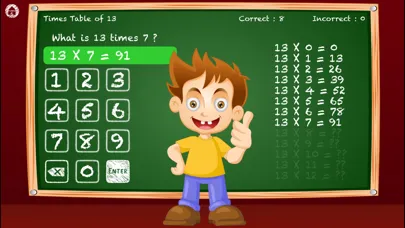 Ảnh chụp màn hình của Times Tables For Kids - Test