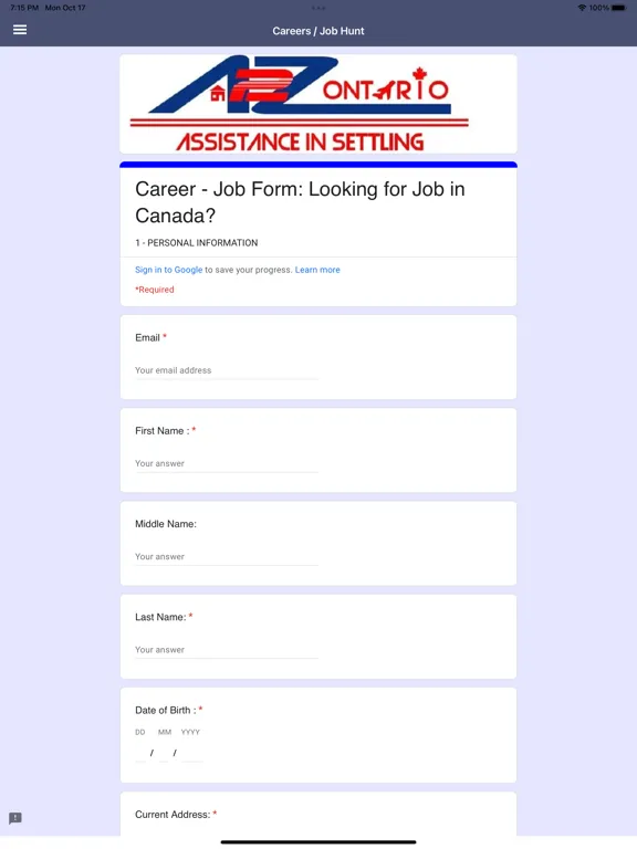 Ảnh chụp màn hình của A2z Ontario iPad 