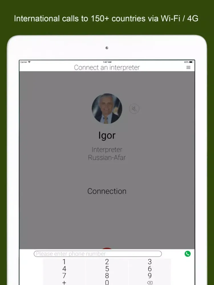 Zrzuty ekranu Interpreters.travel to call iPad 
