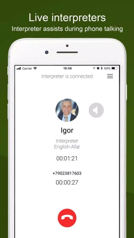Zrzuty ekranu Interpreters.travel to call