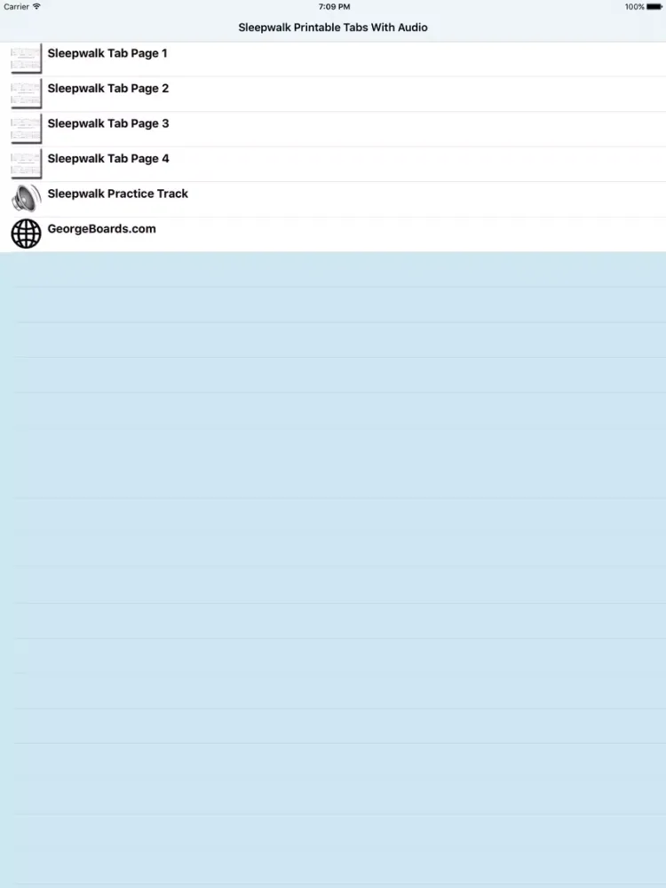 Zrzuty ekranu Sleepwalk Printable Tabs With Audio iPad 