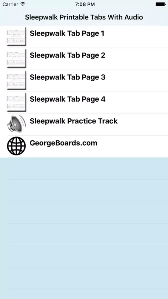 Zrzuty ekranu Sleepwalk Printable Tabs With Audio