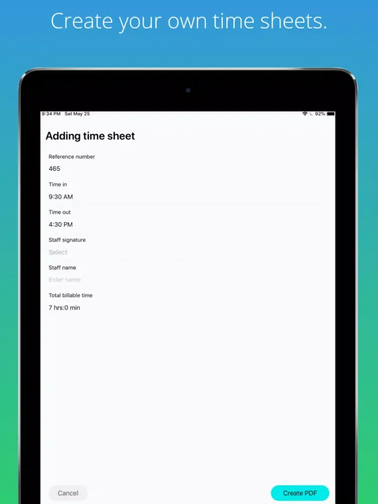 Screenshot di In Time Sheet iPad 