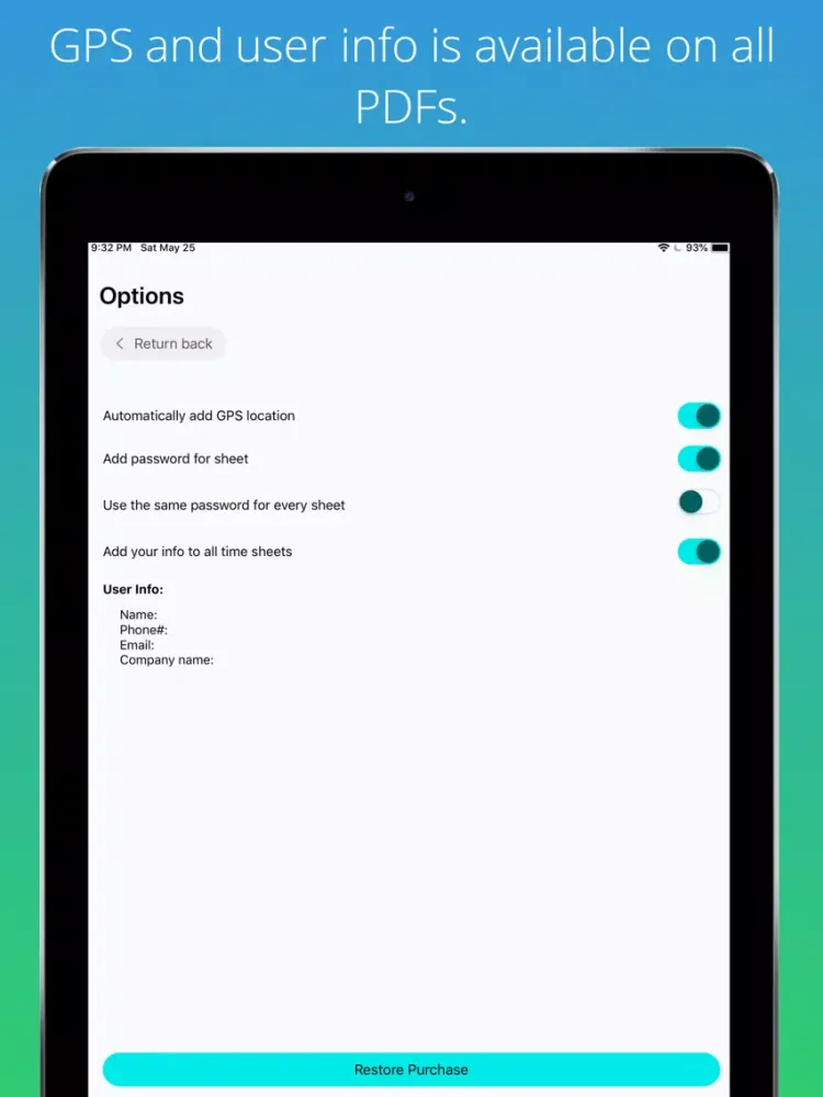 Screenshot di In Time Sheet iPad 