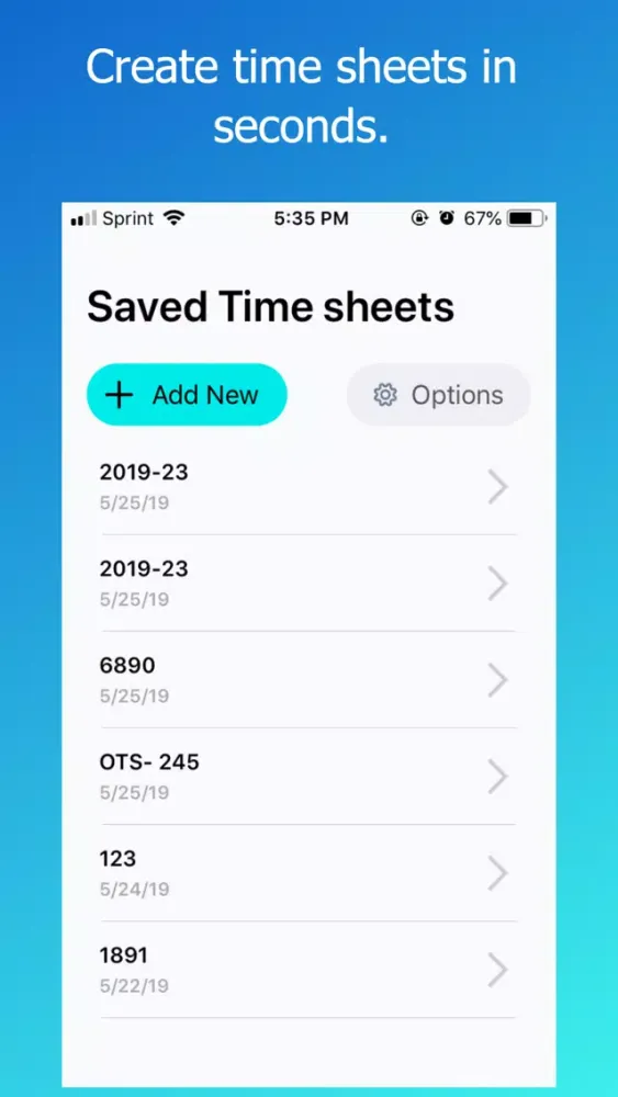 Screenshot di In Time Sheet