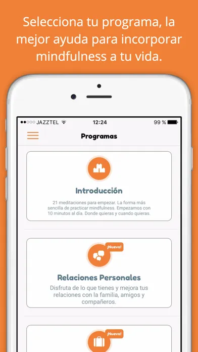 Tangkapan layar Intimind, medita en español