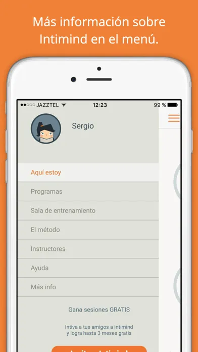 Tangkapan layar Intimind, medita en español