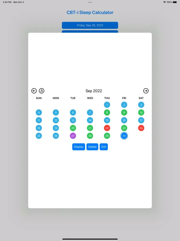 Tangkapan skrin CBT-i Sleep Calculator iPad 