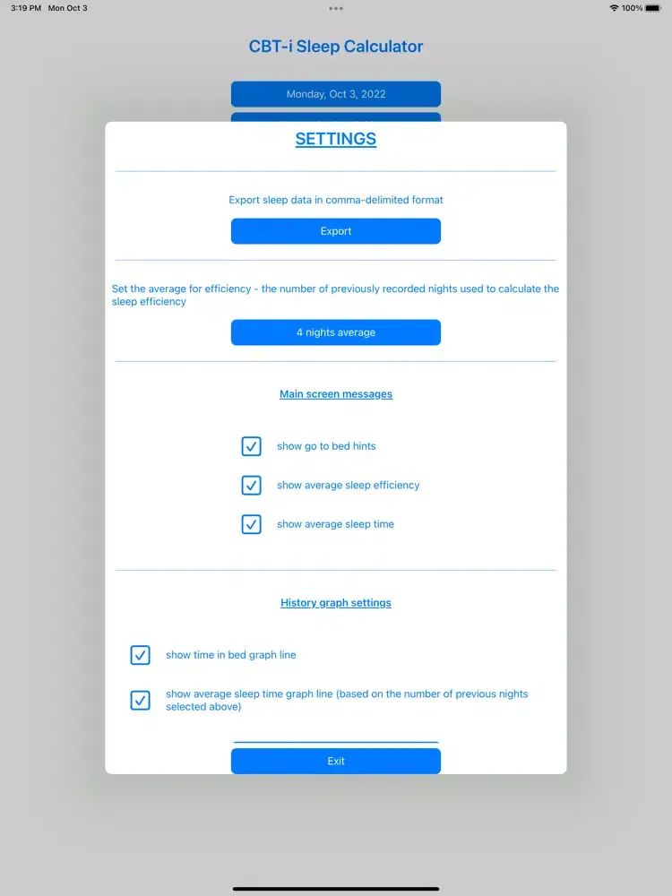 Tangkapan skrin CBT-i Sleep Calculator iPad 