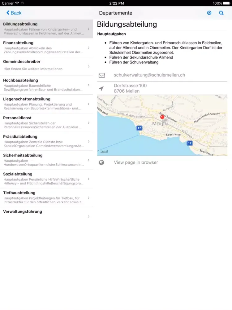 Gemeinde Meilen iPad  스크린샷