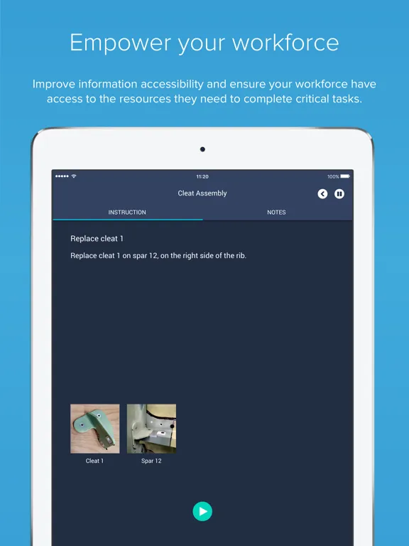 Ảnh chụp màn hình của WorkfloPlus Instruction iPad 