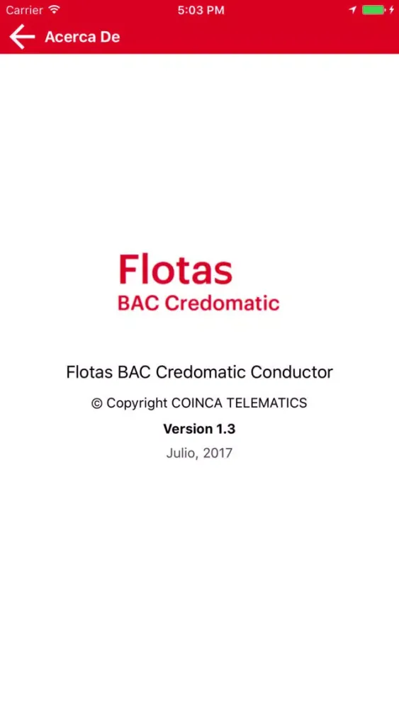 Ảnh chụp màn hình của Flotas BAC Credomatic Conductor