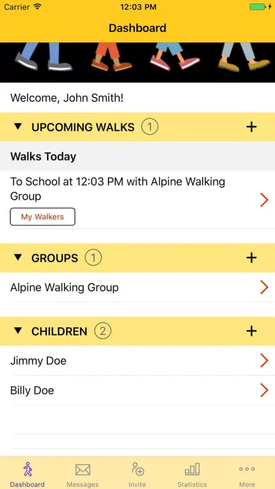 Zrzuty ekranu UDOT Walking School Bus