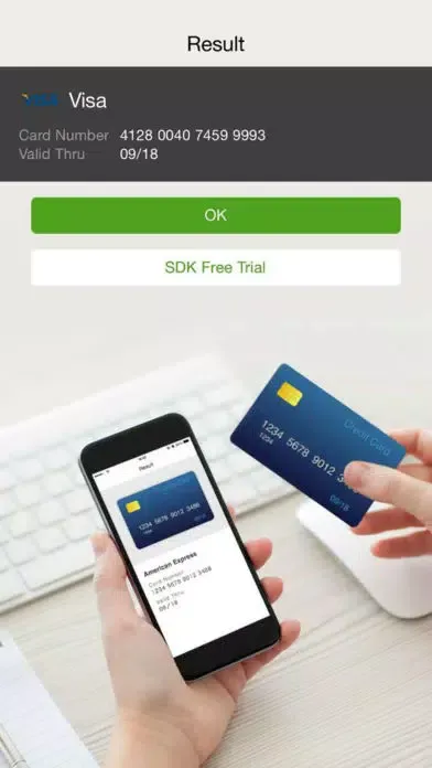 Zrzuty ekranu Cam Checkout – credit/debit card scan & easy checkout & read card information