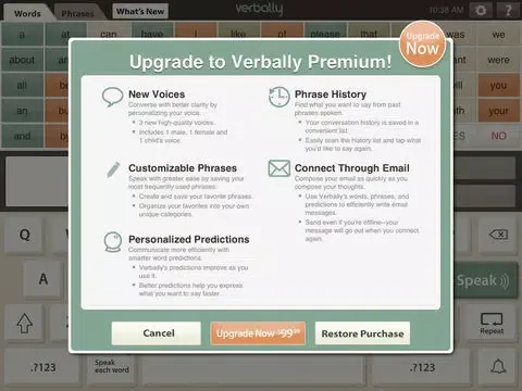 Capturas de pantalla de Verbally iPad 