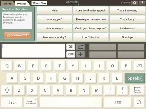 Capturas de pantalla de Verbally iPad 