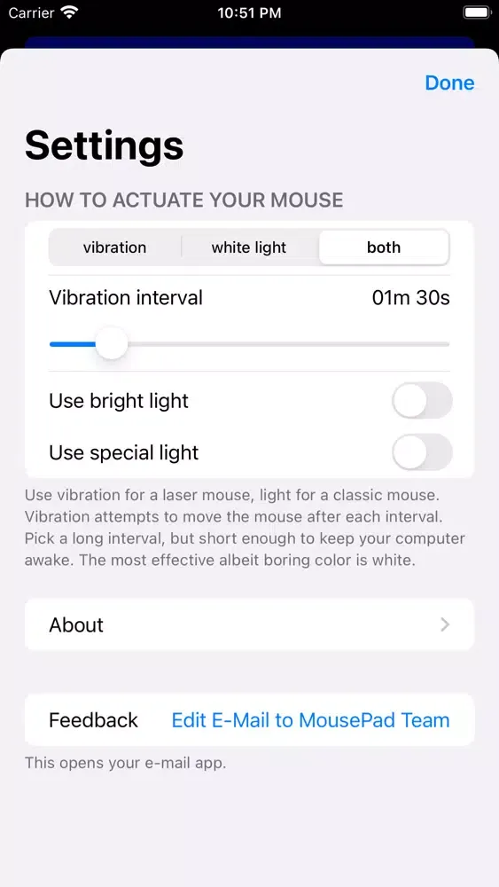 Tangkapan layar MousePad App