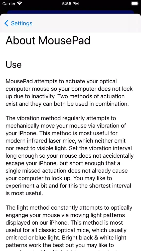 Tangkapan layar MousePad App