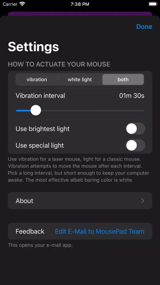 Tangkapan layar MousePad App