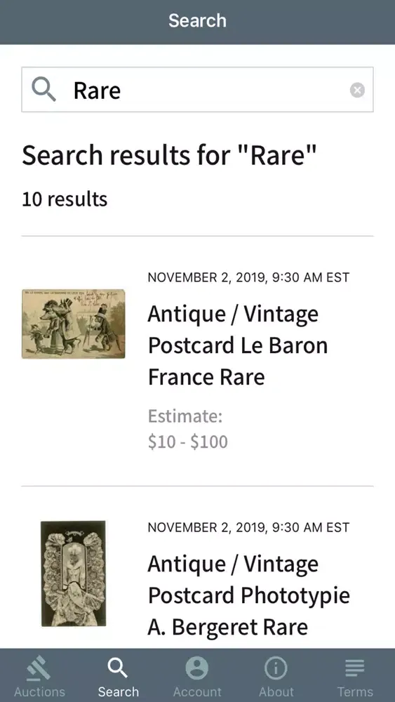 Captures d'écran de Artelisted Live Bidding