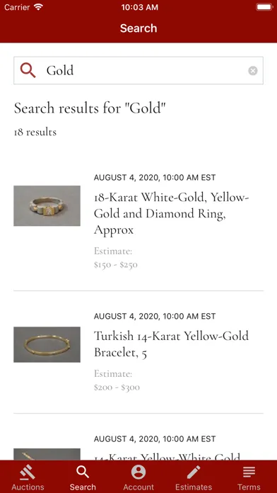 Weschler's Live Bidding Screenshots