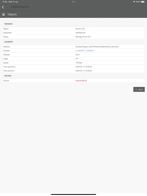 WorldtrackSA iPad 应用截图