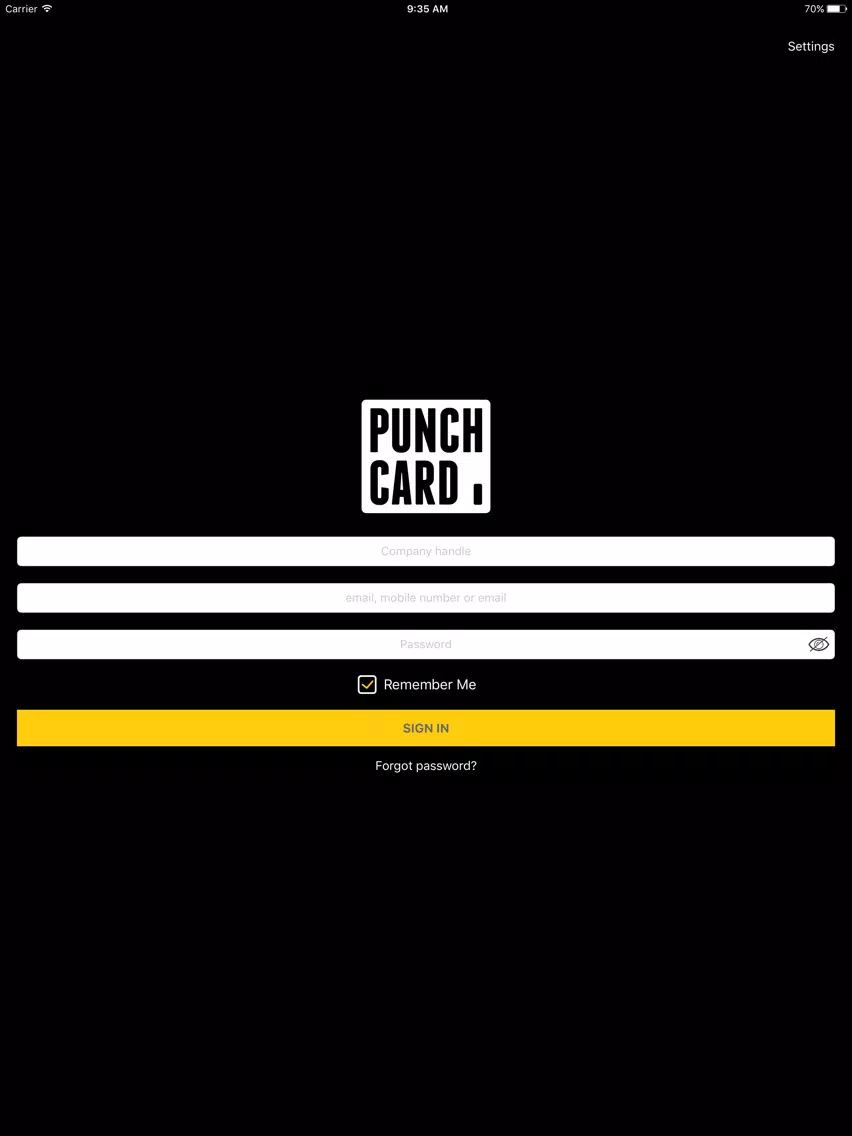 Tangkapan layar DBA Punchcard iPad 