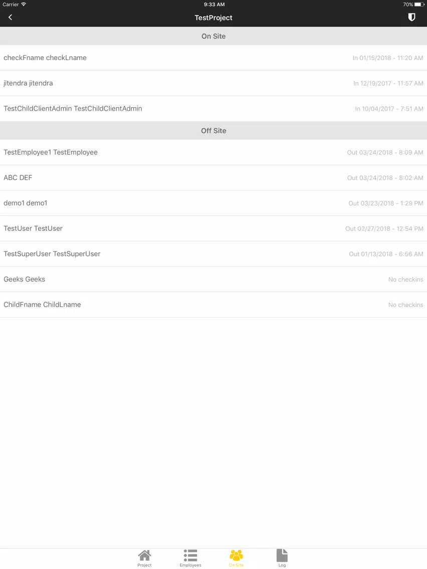 Tangkapan layar DBA Punchcard iPad 
