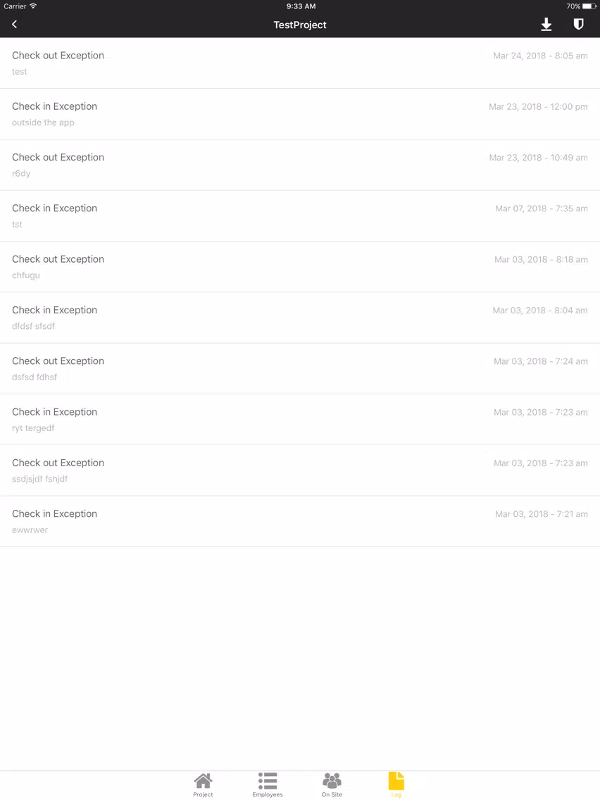 Tangkapan layar DBA Punchcard iPad 