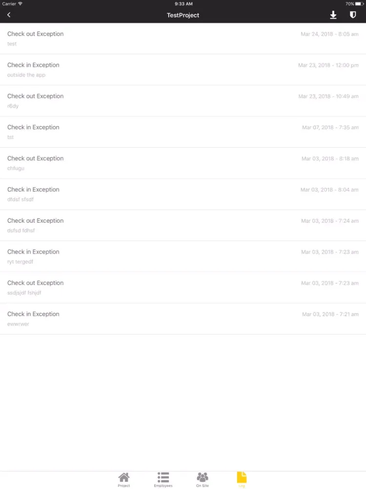 Screenshot di DBA Punchcard iPad 