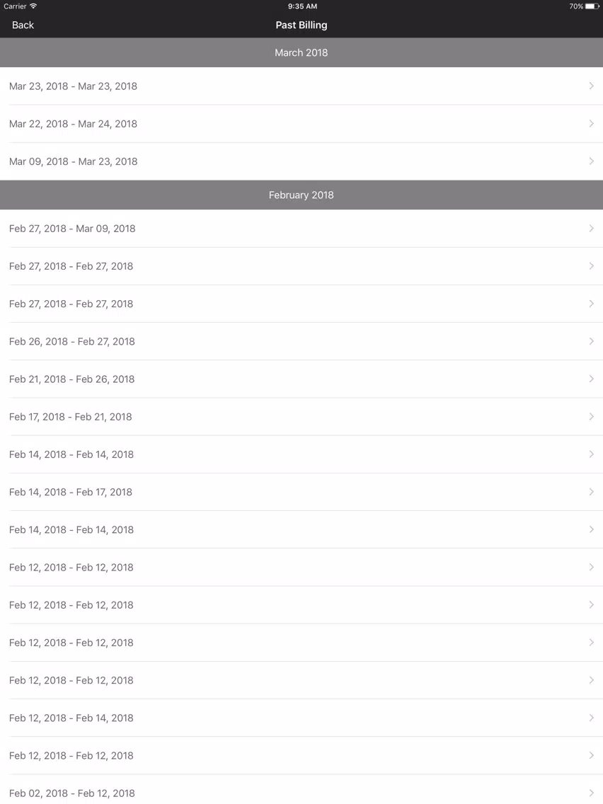 Tangkapan layar DBA Punchcard iPad 